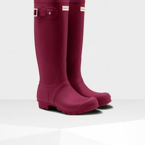 Brand newDark ion pink and glossy red hunter boots